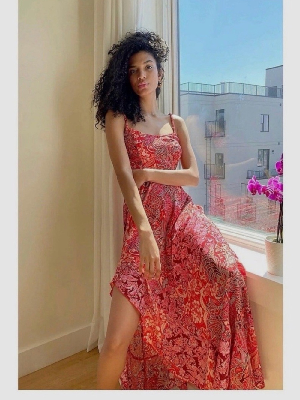 Free People Red Paisley Maxi Skirt - Women's Flowing Summer Skirt - Size Medium
